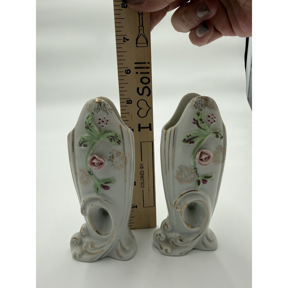 Vintage Porcelain Double Bud Vases, - Picture 8 of 8